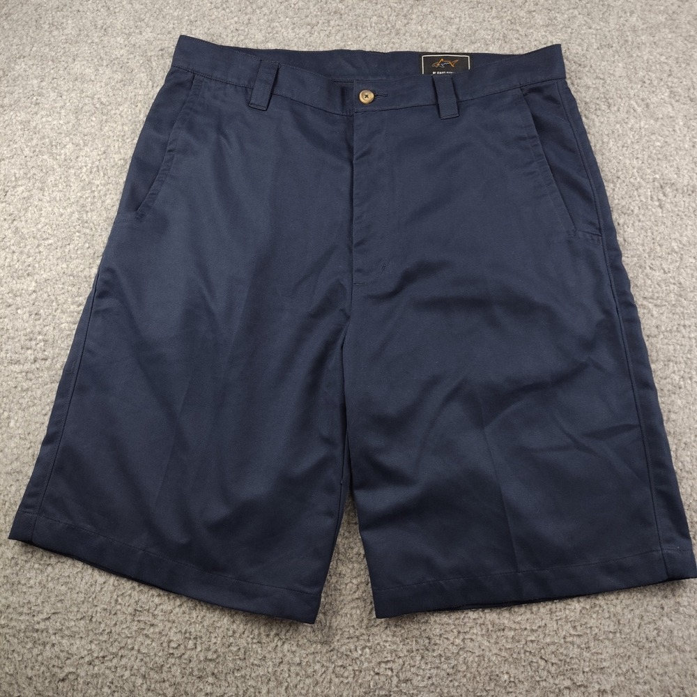 Greg Norman Golf Shorts Mens 34 Navy Blue Preppy Bermuda Performance EUC